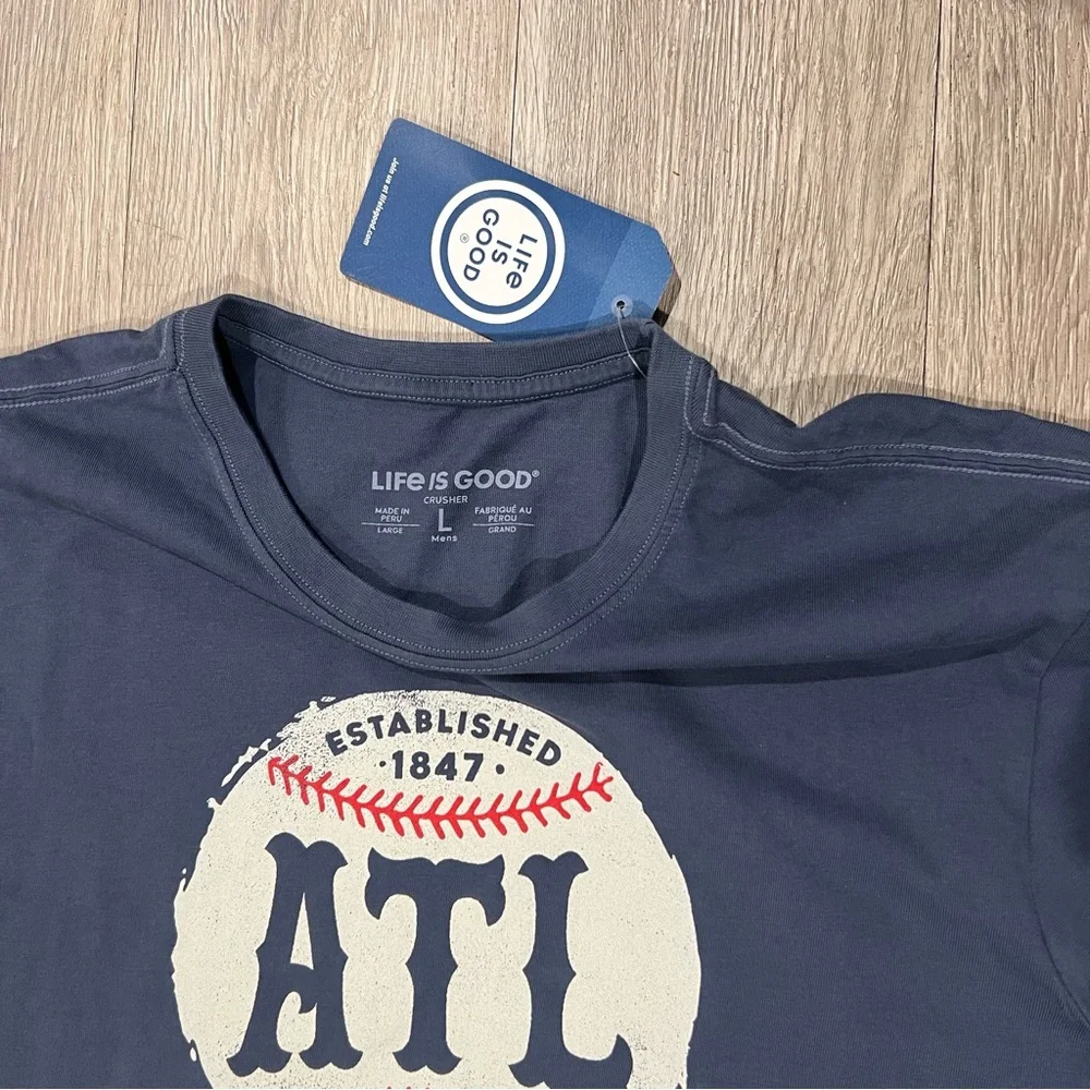 Mens Atlanta  Baseball Short Sleeve Crusher Tee Size Large NWT - Picture 2 of 4